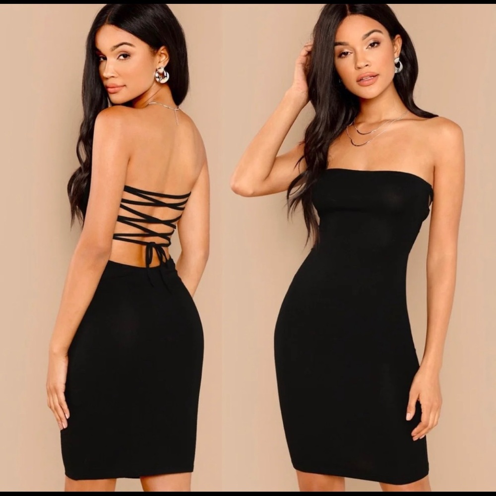 Sexy black tube top dress